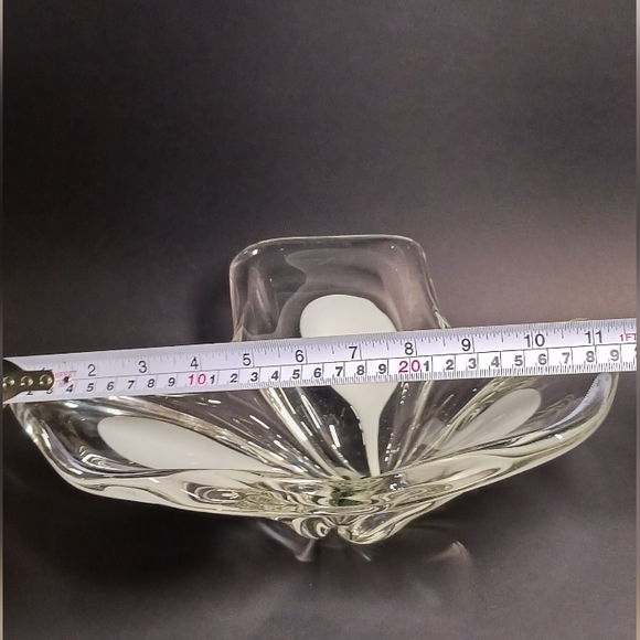 White and Clear Organic Shape Glass Bowl Murano Style - Picture 6 of 8